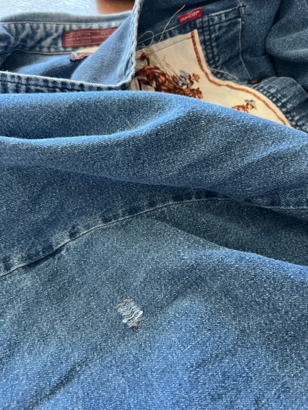 Vintage Levi handmade upcycled western cowboy patchwork button down XL - Picture 7 of 7